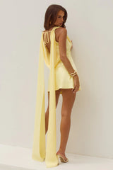 GABRIELLA COWL MINI DRESS - LEMON