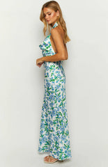 Marcella Blue Floral Formal Maxi Dress