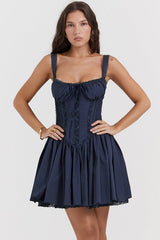 french navy corset mini dress