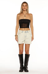Stay Black Strapless Mesh Corset Top