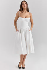 white corset midi dress