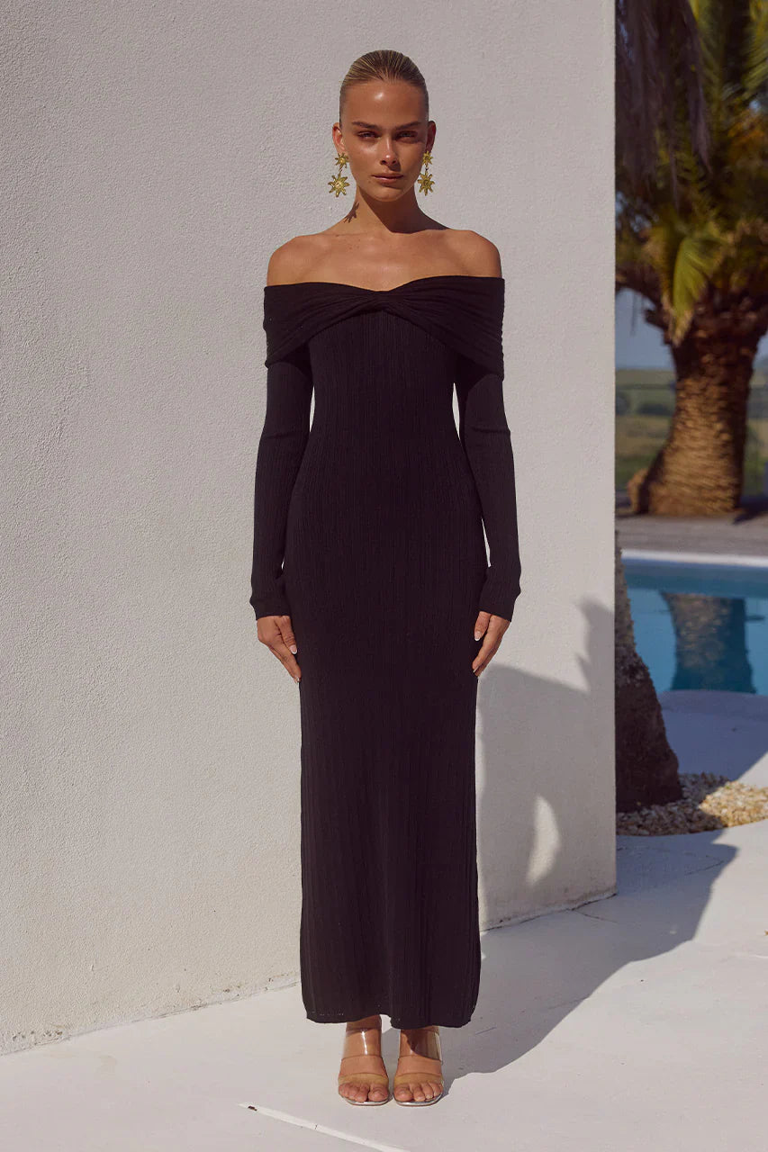 AIRILIE MIDI DRESS - BLACK
