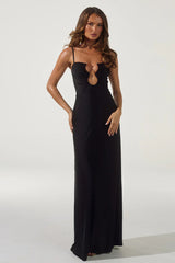 KALENA PLUNGE MAXI DRESS - BLACK