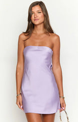 Mylee Lilac Satin Strapless Mini Dress