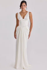 ivory satin corset bridal gown