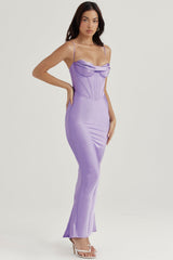lavender corset maxi dress