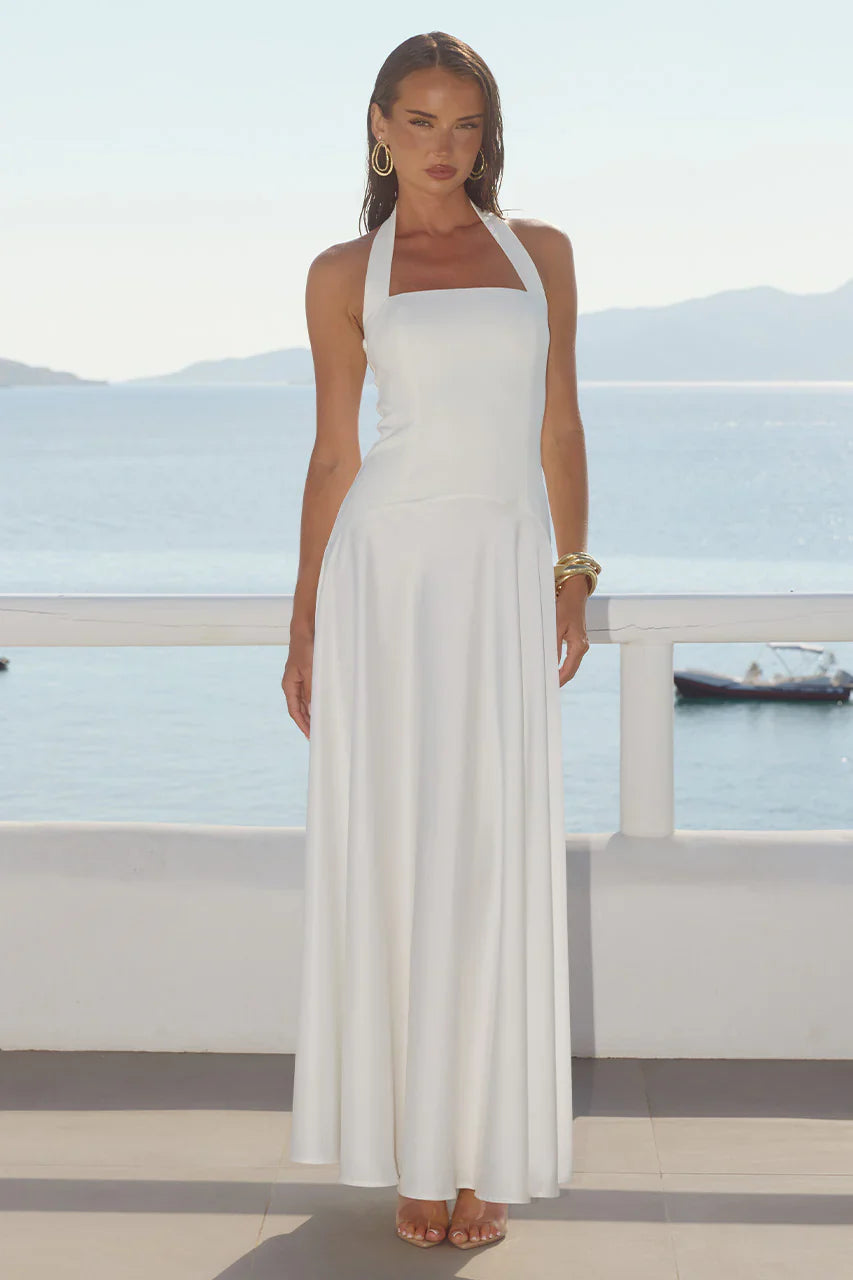 ODINA SQUARE NECK MAXI DRESS - IVORY