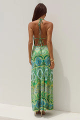 LIVIA HALTER COWL MAXI DRESS - INDIANA GREEN