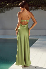 CELESTE STRAPLESS MAXI DRESS - OLIVE