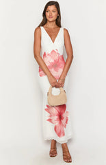 Beck White Floral Print Maxi Dress