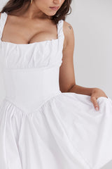 white cotton tulle mini dress