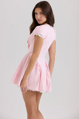 pink gingham cotton mini dress