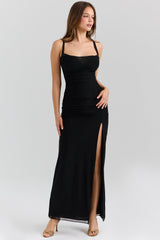 black mesh maxi dress