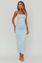 Kellan Lace Trim Maxi Dress Blue