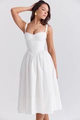 white corset midi sundress