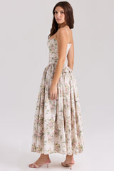 cream floral print cotton midi sundress
