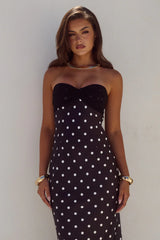 KADIE OFF SHOULDER MAXI DRESS - BLACK/WHITE POLKA