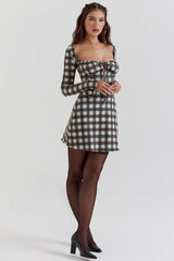 red tartan corset mini dress