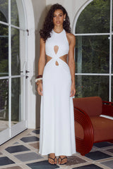 ROSSA CUT OUT HALTER MAXI DRESS - WHITE