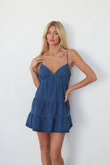 Evalee Tiered Denim Mini Dress