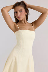 lemon stretch cotton a-line midi sundress