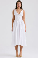 white cotton corset sundress