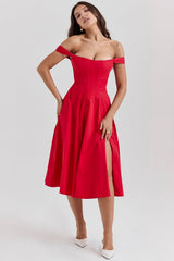 scarlet midi sundress