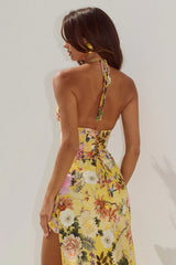 SANTONIA HALTER CORSET MAXI DRESS - KENDALL YELLOW