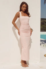 SHARNI RUCHED MIDI DRESS - PINK