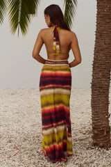 XYLIA HALTER LOW PLUNGE MAXI DRESS - ANABELL RED