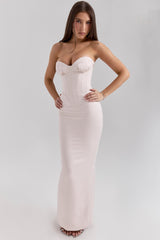blush satin midi dress