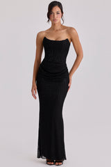 black hand-beaded embellished maxi dress - limited edition