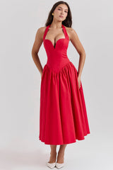 scarlet halter midi dress