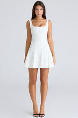 vintage ivory stretch crepe mini dress