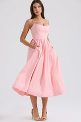 rose pink cotton corset sundress
