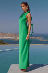 ZURINA LOW BACK MAXI DRESS - EMERALD