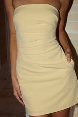 CAIRO STRAPLESS MINI DRESS - LEMON