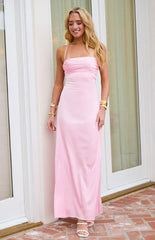 Blaise Pink Satin Maxi Dress