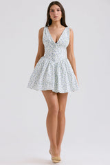 white bluebell print corset mini dress
