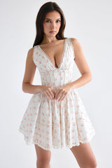 rose print mini dress