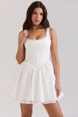 white stretch cotton mini dress