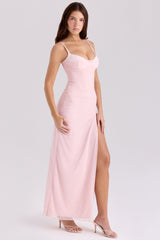 soft pink mesh maxi dress