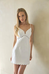Paulina Scallop Linen Mini Dress