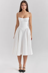 white corset midi dress