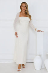 Hot Girl Habits Long Sleeve Maxi Dress Beige