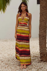 XYLIA HALTER LOW PLUNGE MAXI DRESS - ANABELL RED