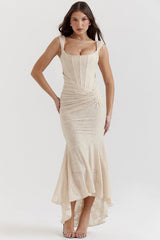 vintage cream floral maxi dress