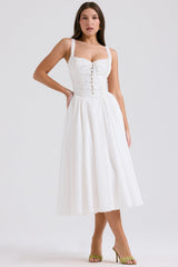 white broderie anglais & cotton midi dress