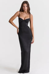 black corset maxi dress