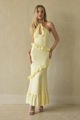 Vanita Ruffled Halter Maxi Dress